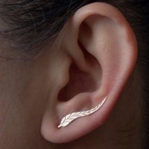 FEATHER STUD EARRINGS  GOLD EARRINGS SILVER EAR